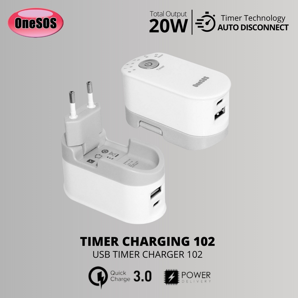 Jual Charger Timer PD 20W QC 3.0 2 Port Fast Charging - OneSOS Time ...