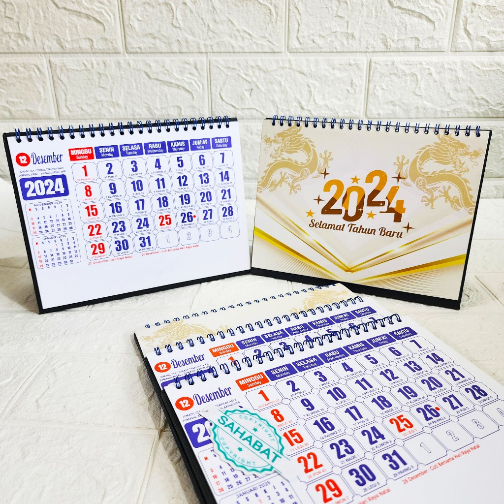 Jual Kalender Kerja Meja Angka Executive Jumbo Penopang Hitam Tebal Atau Linen Tahun 2024 