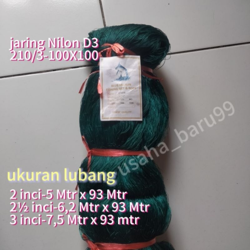 Jual Jaring Ikan Jaring Nilon D3 - 2½ inchi 100x100yd | Shopee Indonesia