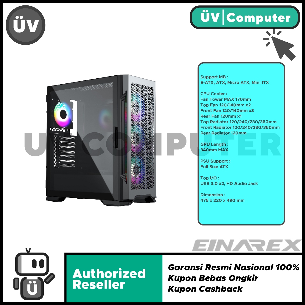 Jual Casing PC Komputer Gaming Einarex VICTORIA Mid Tower E-ATX Case ...