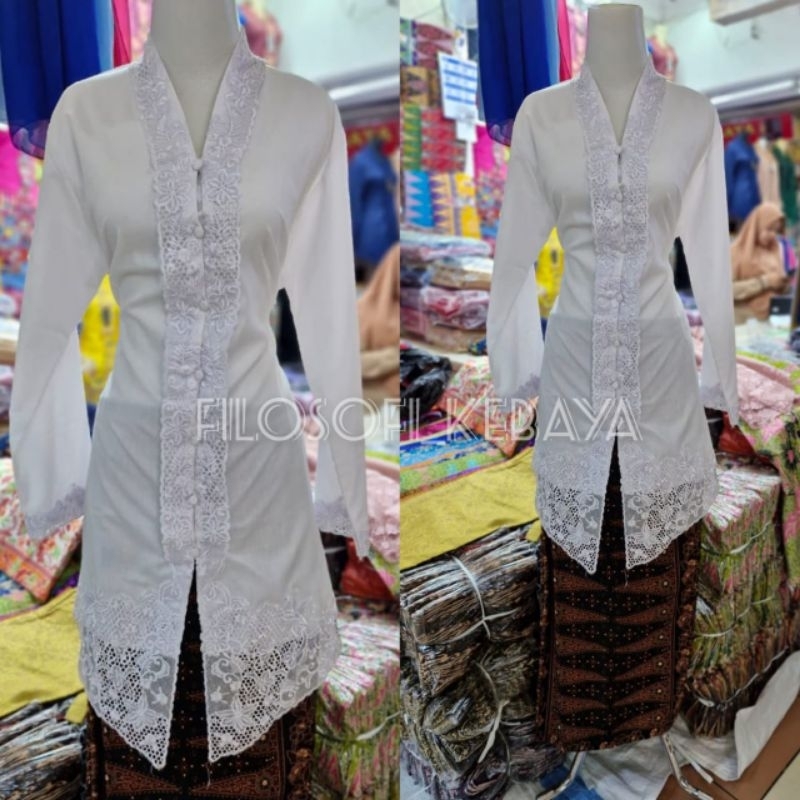 Jual Set Kebaya Encim Polos Tunik Kebaya Encim Full Bordir Senada Atasan Kebaya Long Tunik