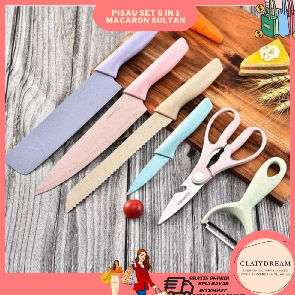 Jual [Produk OU48] CLAIYDREAM PISAU SET EVCRIVERH 6 IN 1 KITCHEN KNIFE