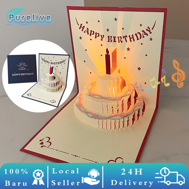 Jual Kartu Ucapan Pop Up Birthday Musik Kartu Pop Up Lampu 3D Card ...