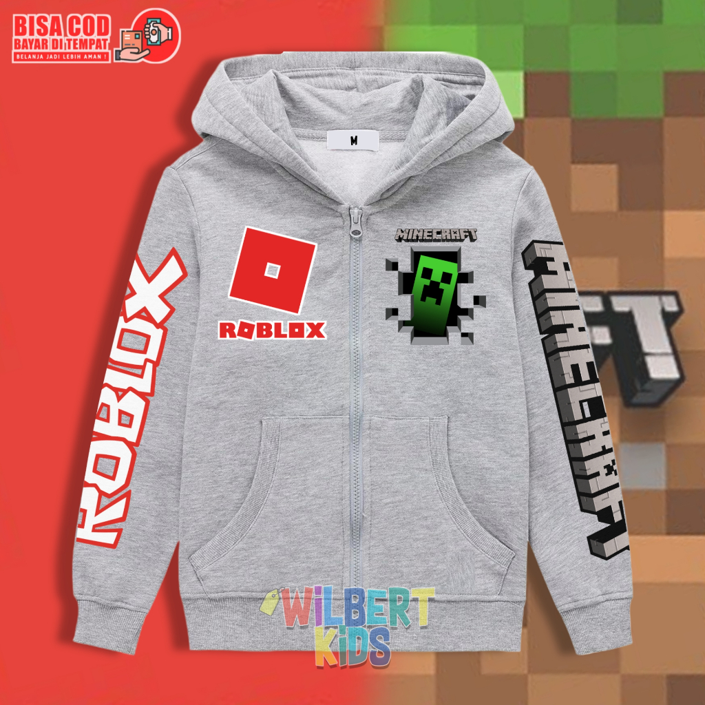 Jual Jaket Hoodie Anak Roblox X Minecraft Hoodie Zipper Anak