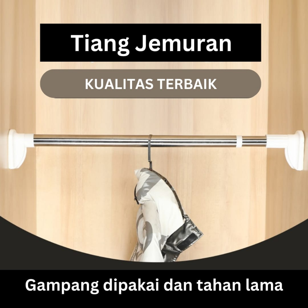 Jual Tiang Jemuran Baju Gantungan Rak Dinding Tanpa Bor Paku Stainless ...