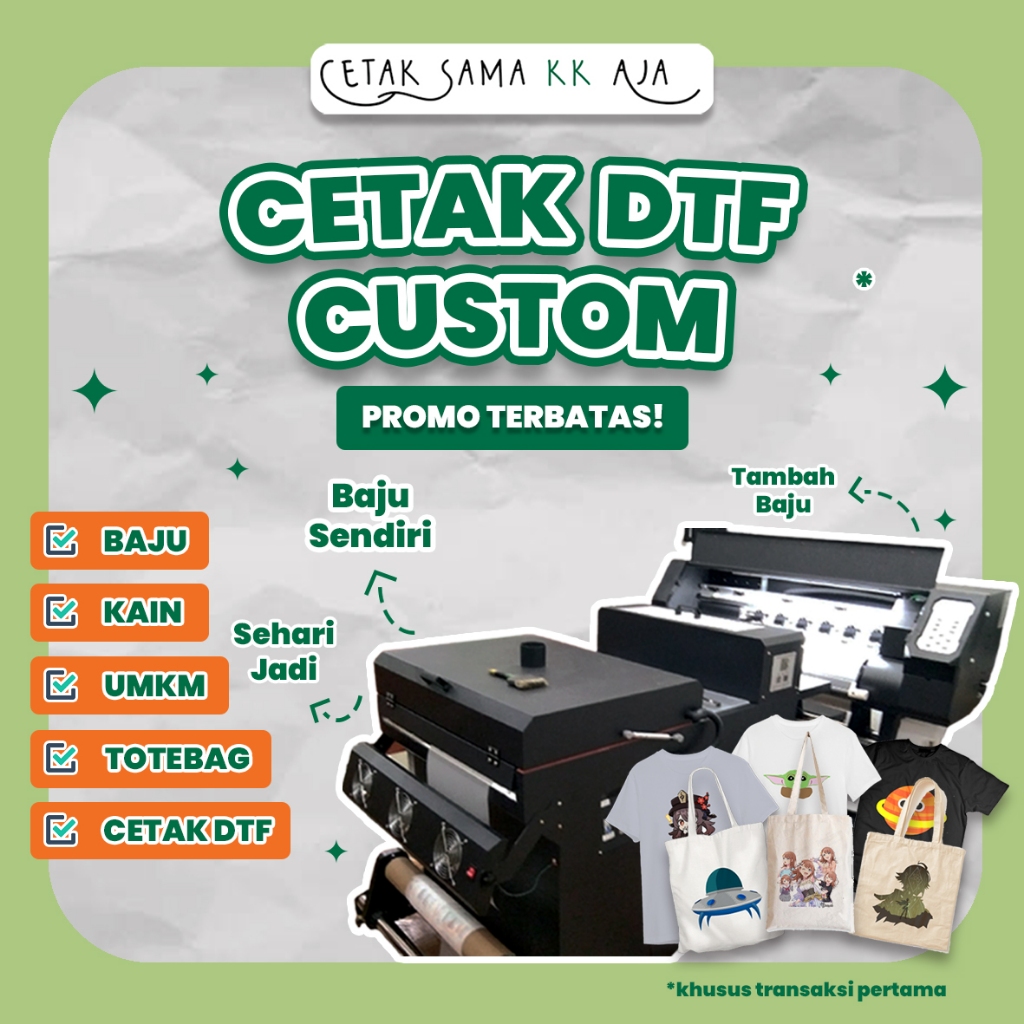 Jual Promo Terbatas Cetak Dtf Tes Dulu Satu Kali Transaksi Aja Harga Spesial Satuan Meteran