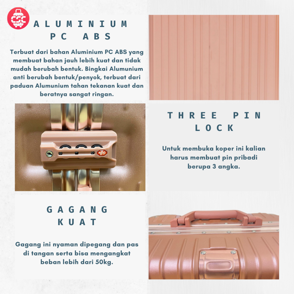 Jual (031) Koper Sultan Rosegold 20, 24, 28 Inch Anti Bump Roda Putar ...