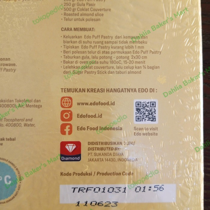 Jual EDO Puff Pastry Sheet 750 Gram Gojek Grab Instant Only | Shopee ...