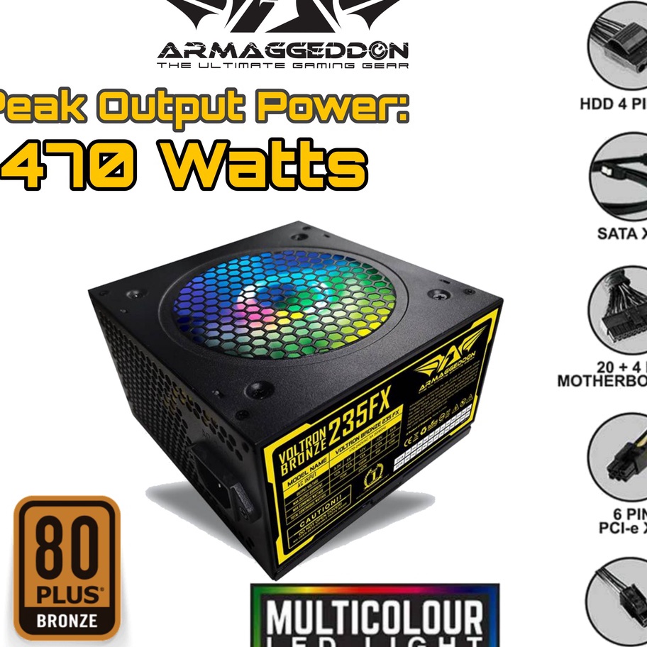 Jual Jual Power Supply Armaggeddon 235 FX Voltron Bronze 80+ Plus [ Maximum Power 470 Watts