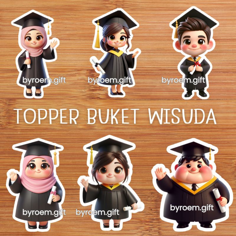 Jual TOPPER BUKET TEBAL PREMIUM GAMBAR ORANG WISUDA | Shopee Indonesia