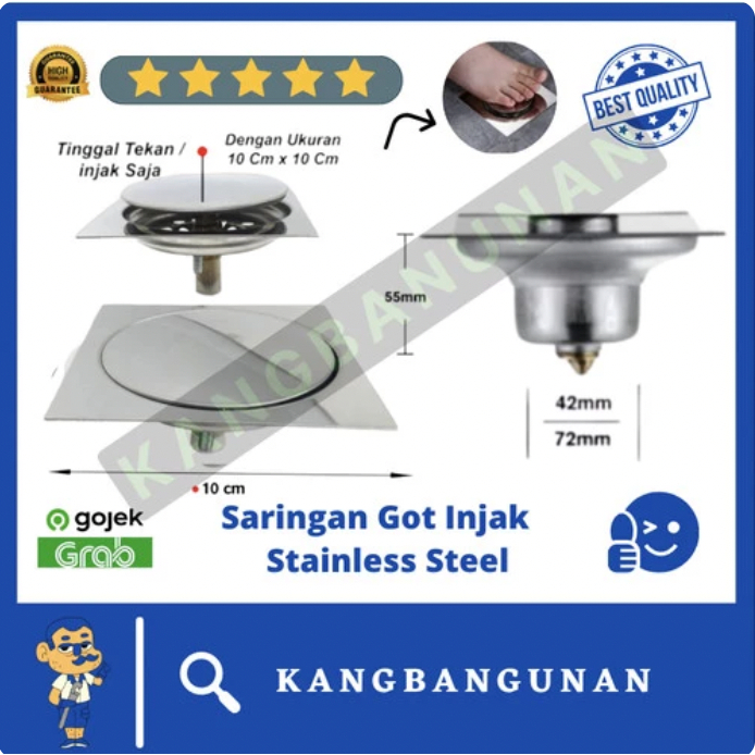 Jual Saringan Got Injak Pencet Tekan Izumo Stainless Steel Floor Drain ...