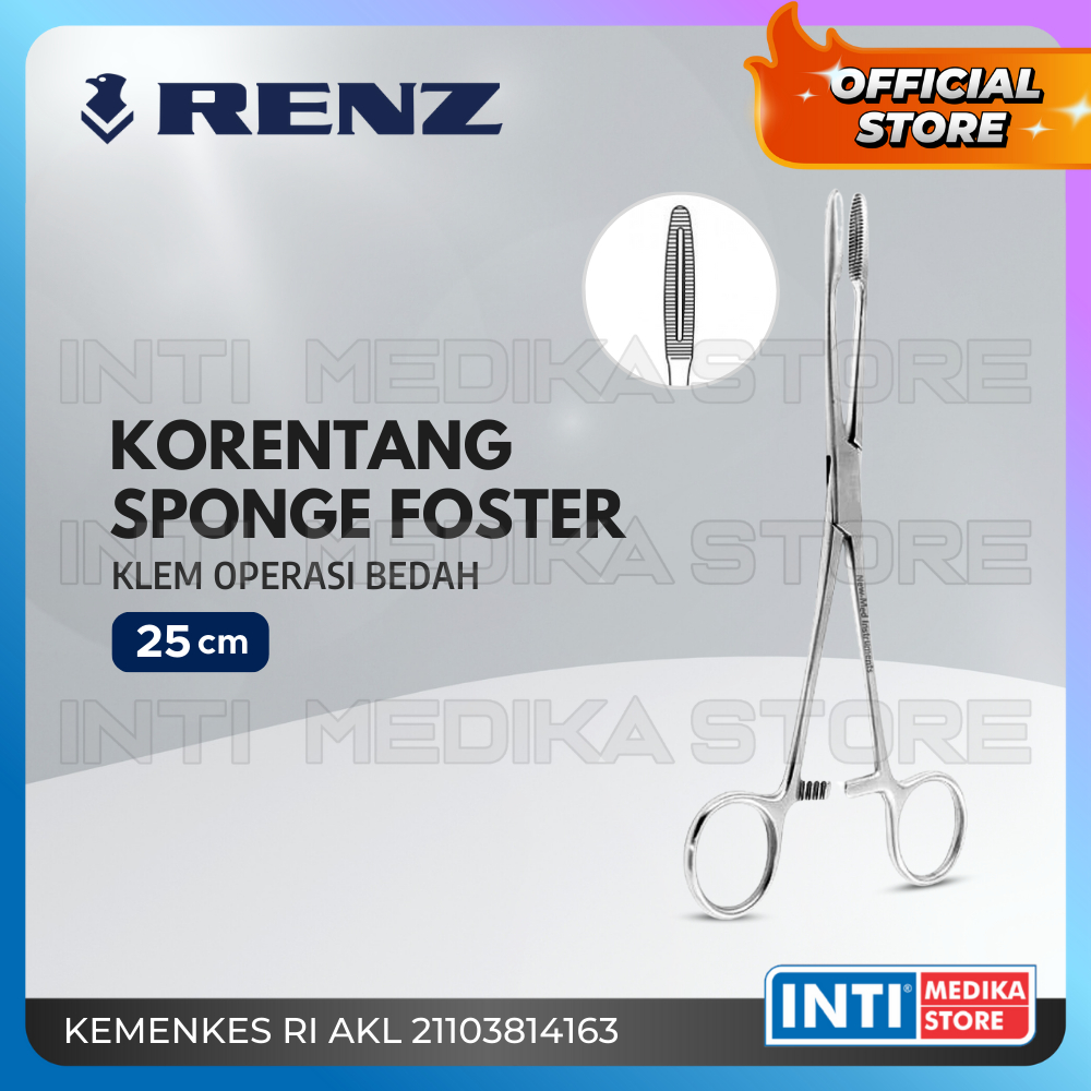 Jual RENZ - Korentang Sponge Foster 25cm Stainless Steel Klem Operasi ...