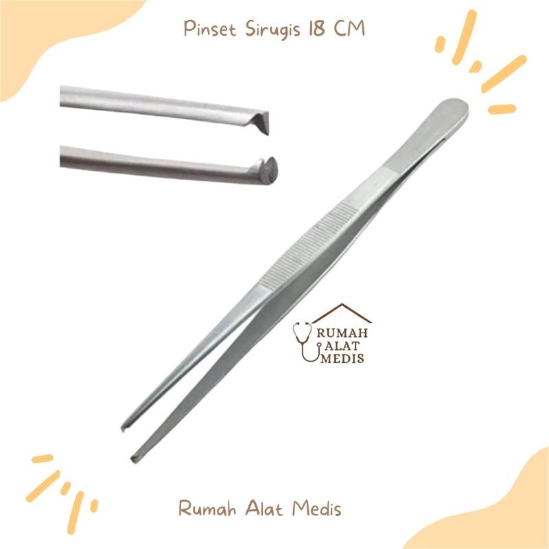 Jual Pincet Chirugis 18cm Marwa / Pinset Anatomis 18cm / Tissue Forcep ...