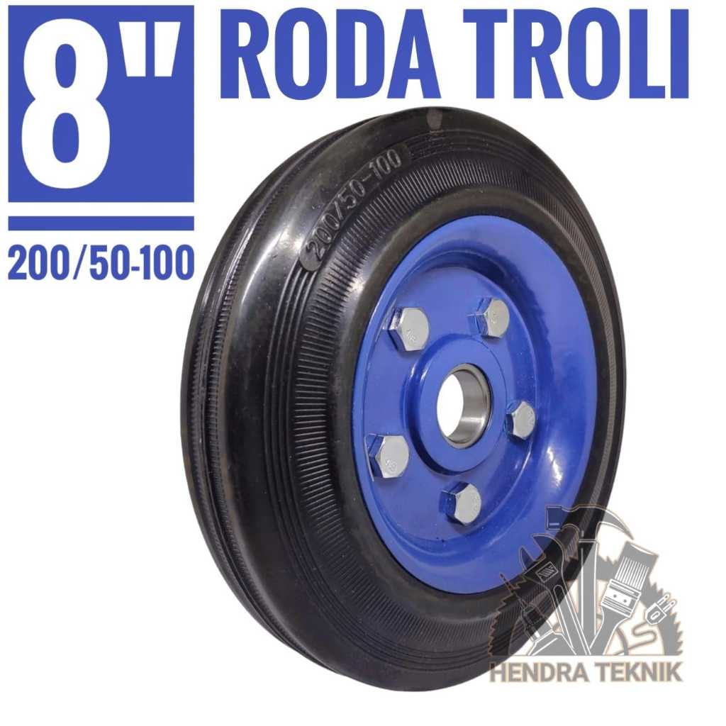 Jual Ban Roda Karet Troli ukuran 8 in - Diameter 200 mm x Lebar 50