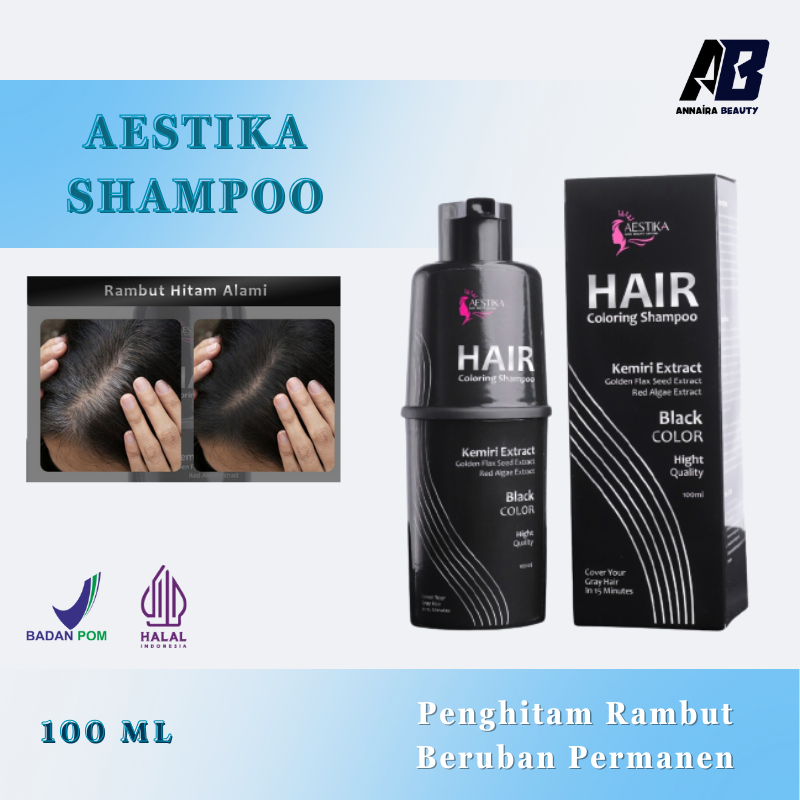 Jual Aestika Shampo Penghitam Rambut Beruban Hair coloring shampoo