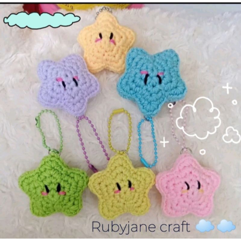 Jual gantungan kunci rajut / cute star keychain 1 pcs homemade | Shopee ...