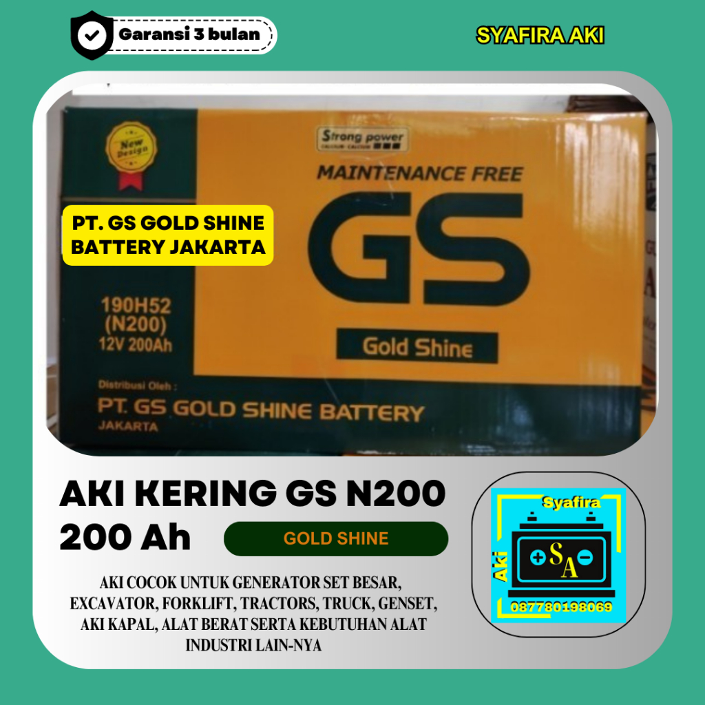 Jual Aki kering GS MF N200 Aki untuk Dump Truck, Excavator, Genset