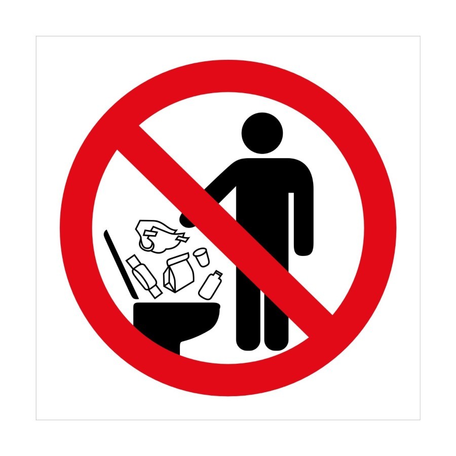 Jual STIKER TOILET Larangan buang sampah di kloset 15X15Cm sign rambu