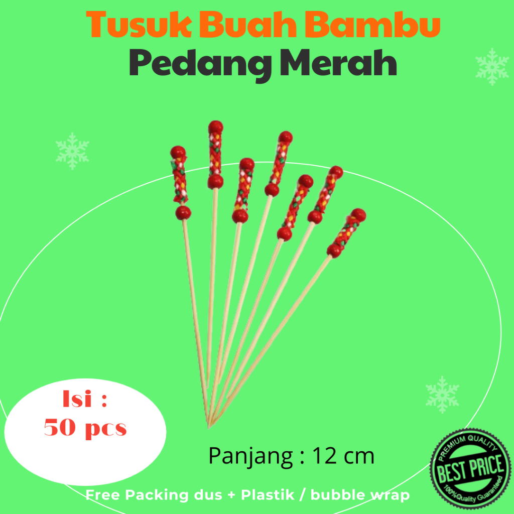 Jual Tusuk Buah Bambu Pedang Merah Isi 50 Pcs Tusuk Cocktail Tusuk