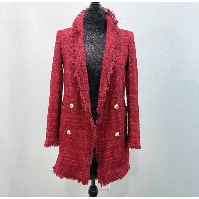 Long tweed blazer zara hotsell