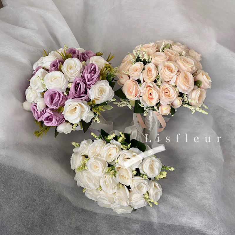 Jual hand bouquet (bunga pernikahan) kode HB05 wedding bouquet | Shopee ...