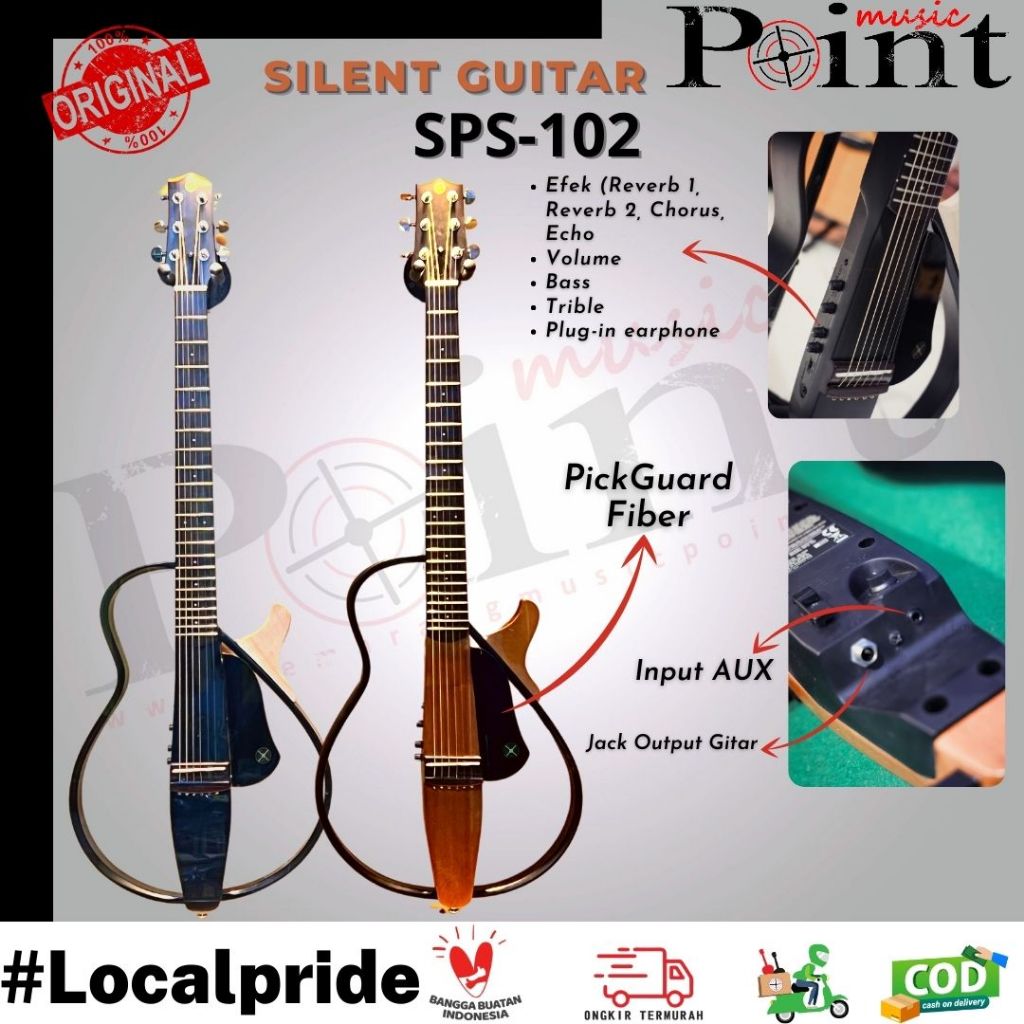 Jual Gitar Silent Original POINT Full set tas senar cadangan Shopee Indonesia