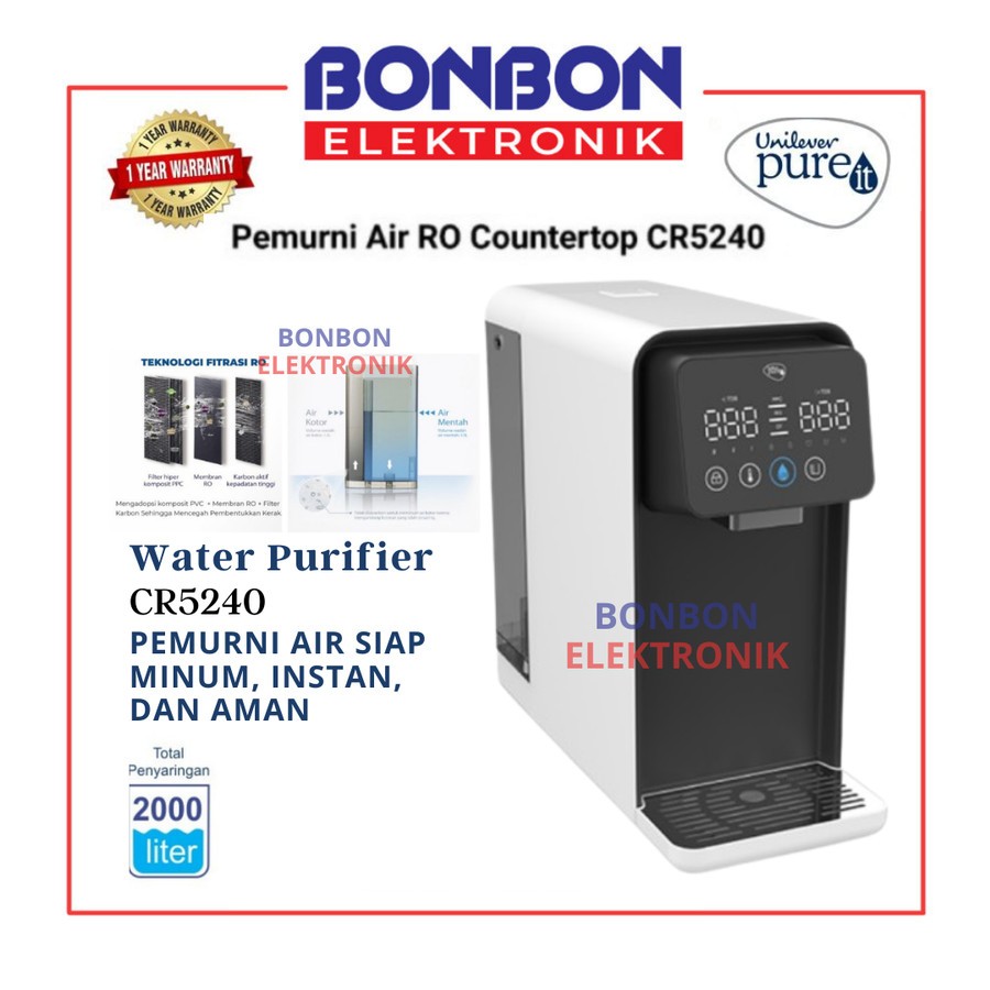 jual unilever pure it water purifier pemurni air ro countertop cr5240 