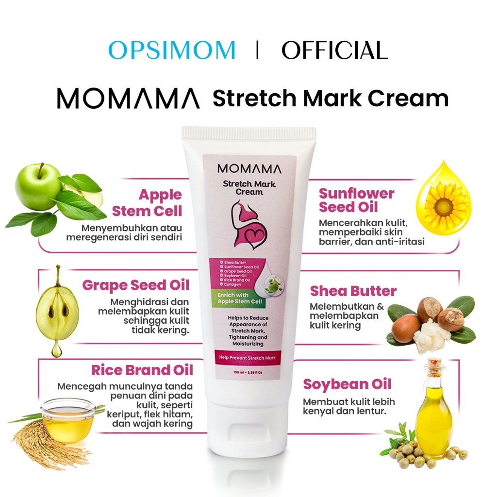 Jual MOMAMA Stretch Mark Cream (Krim Penghilang Strechmark Aman untuk Ibu Hamil dan Menyusui