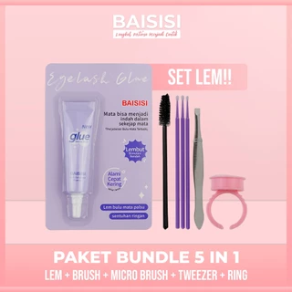 BAISISI 5 IN 1 LEM BULU MATA (7g) + PINSET + SIKAT + MICROBRUSH + CINCIN LEM