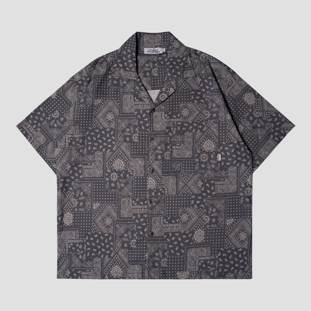 Jual Lessegos Kemeja Lengan Pendek Oversize Paisley Grey | Shopee Indonesia