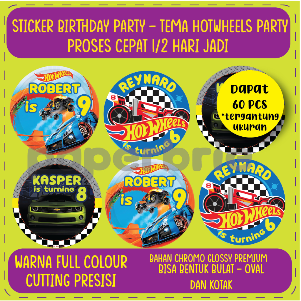 Jual label stiker HOTWHEELS PARTY Ulang Tahun Anak - sticker birthday ...