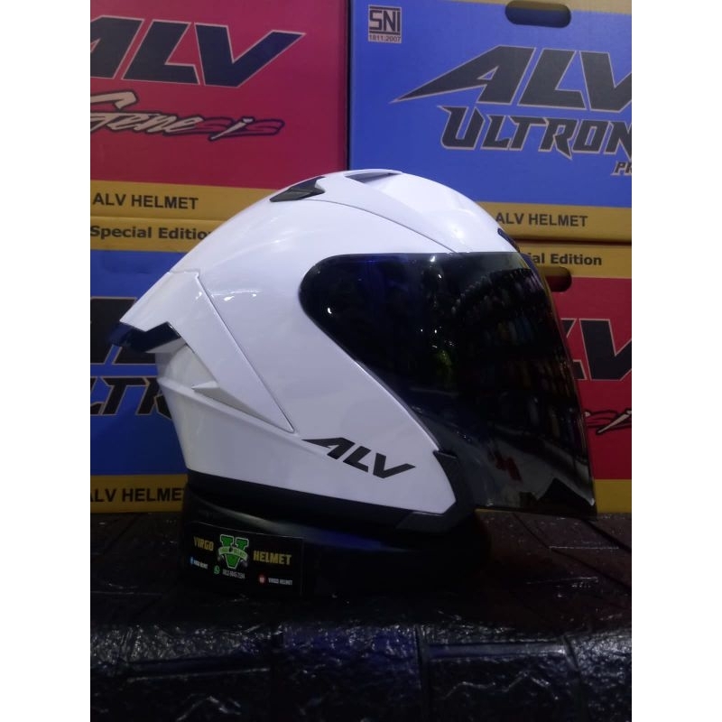 Jual Helm Alv Ultron Pro Solid White Glossy Sni Original Visor Iridium Shopee Indonesia