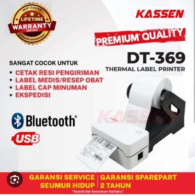 Jual Printer Label Barcode Kassen DT-360 , DT- 369 Bluetooth Striker ...