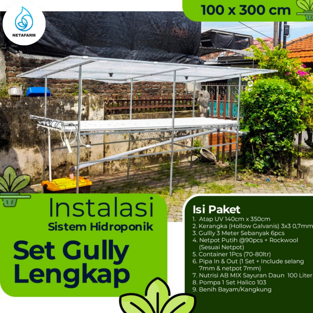 Jual Instalasi Hidroponik Gully Set 100x300 cm Terlengkap - 1 set ...
