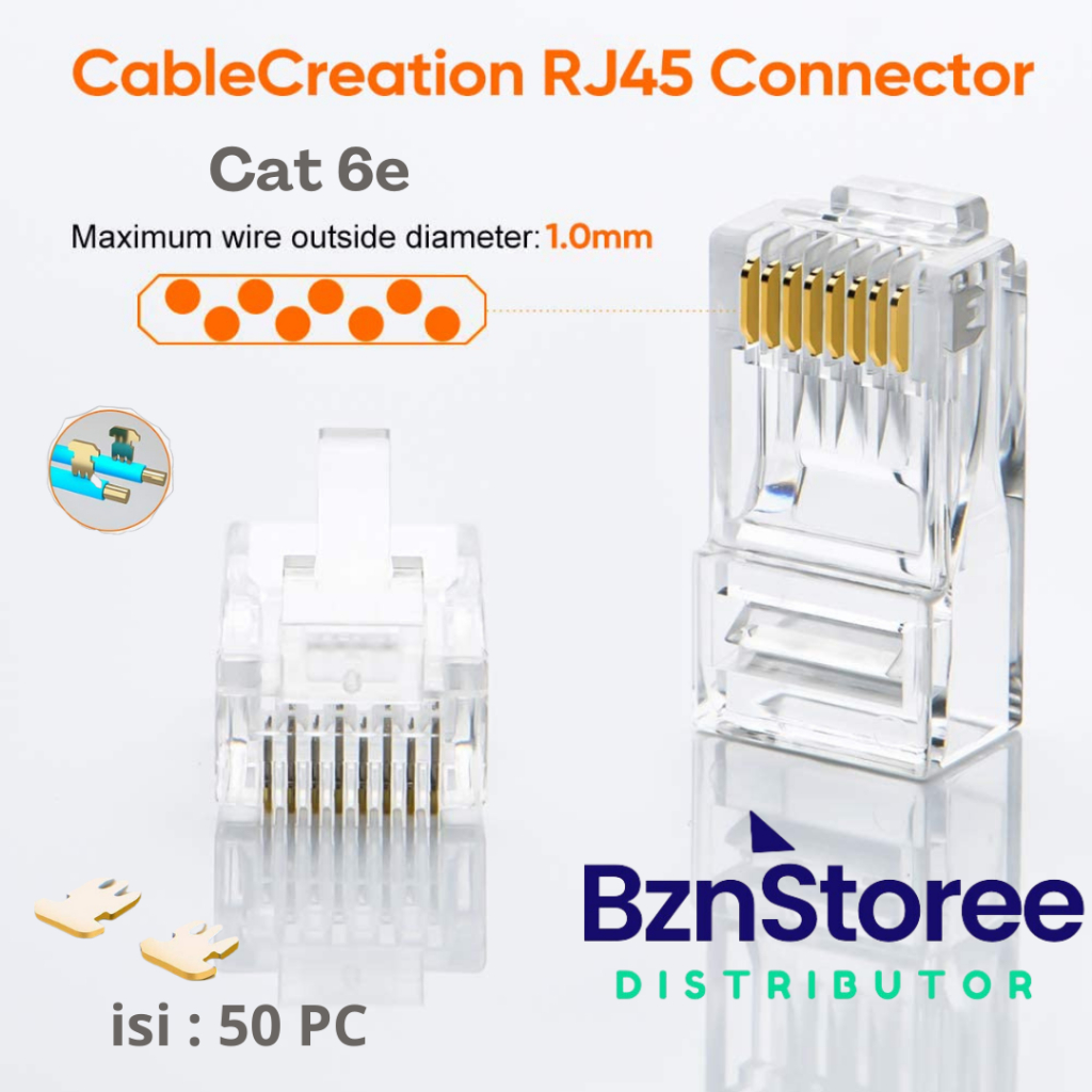 Jual KONEKTOR RJ45 CAT 6 BESI CONNECTOR LAN RJ 45 CAT6 METAL /Konektor ...