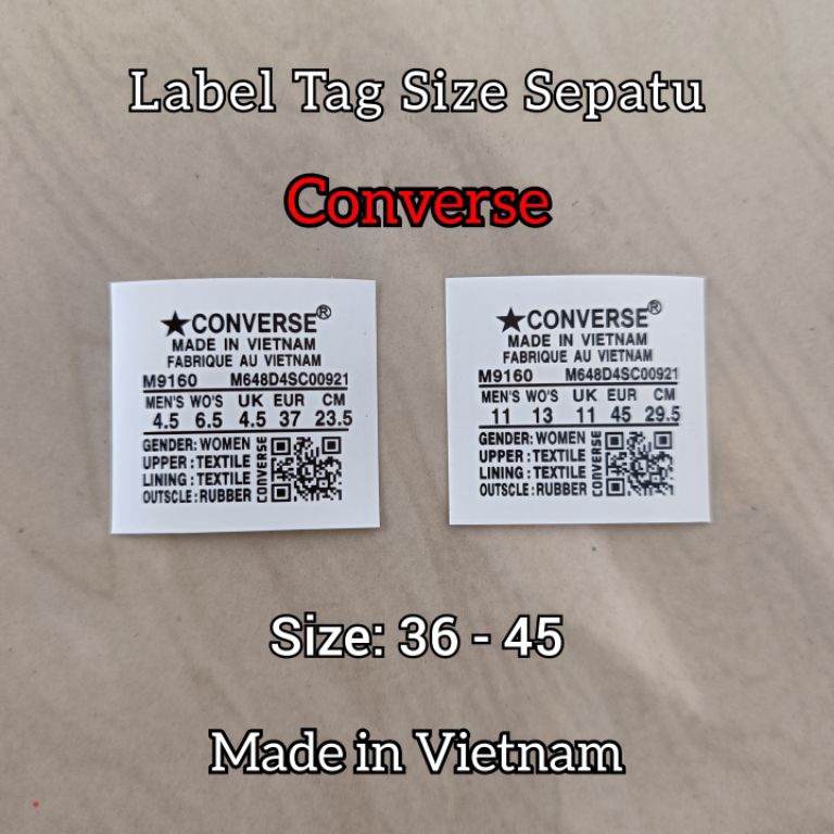 Size Tag Sku M9160 Top Converse M9160 Hot Sale