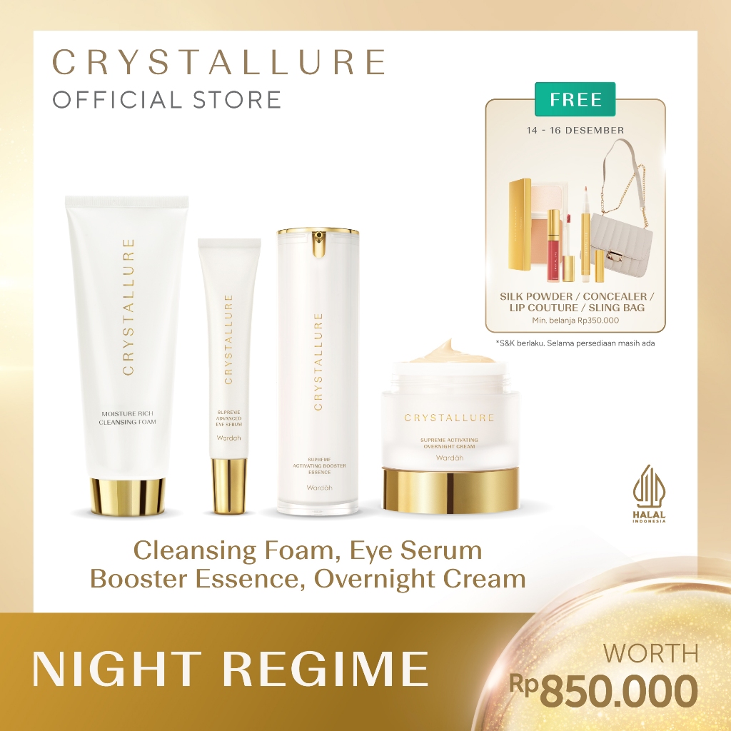Jual Crystallure Night Regime (cleanser, nourisher, moisturizer anti