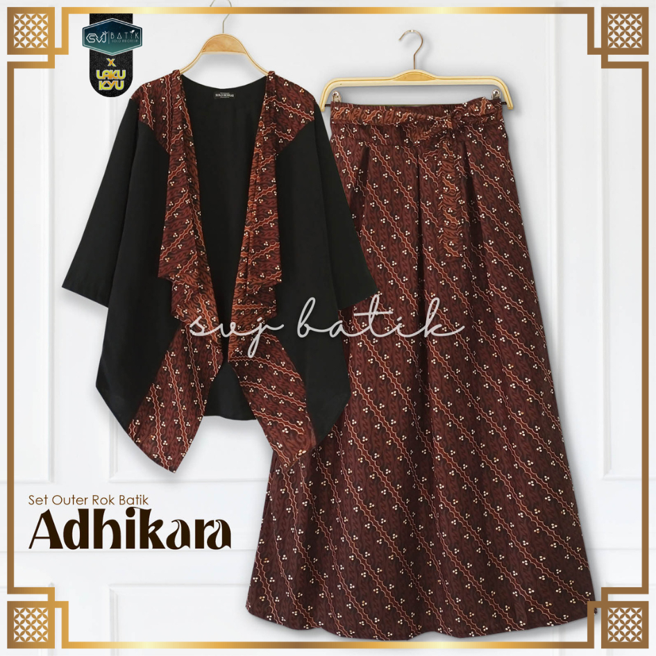 Setelan wanita terbaru batik set rok outer cardigan dewasa katun all size  ori solo svj batik