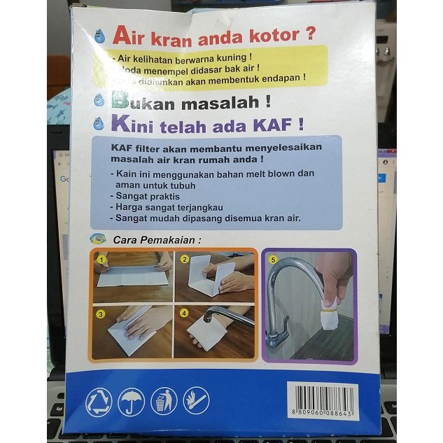Jual KAF AIR FILTER kain filter air Japan giid quality isi 100 lembar ...