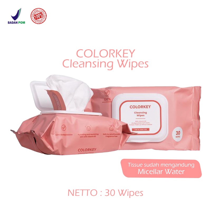 Jual Terlaku. BPOM COLORKEY CLEANSING WIPES TISSUE Tisu Pembersih Wajah