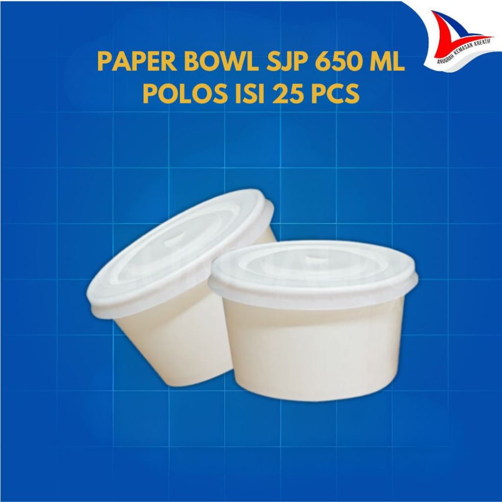 Jual PAPER BOWL SJP 650 ML PUTIH POLOS DAN TUTUP / MANGKOK KERTAS ISI ...