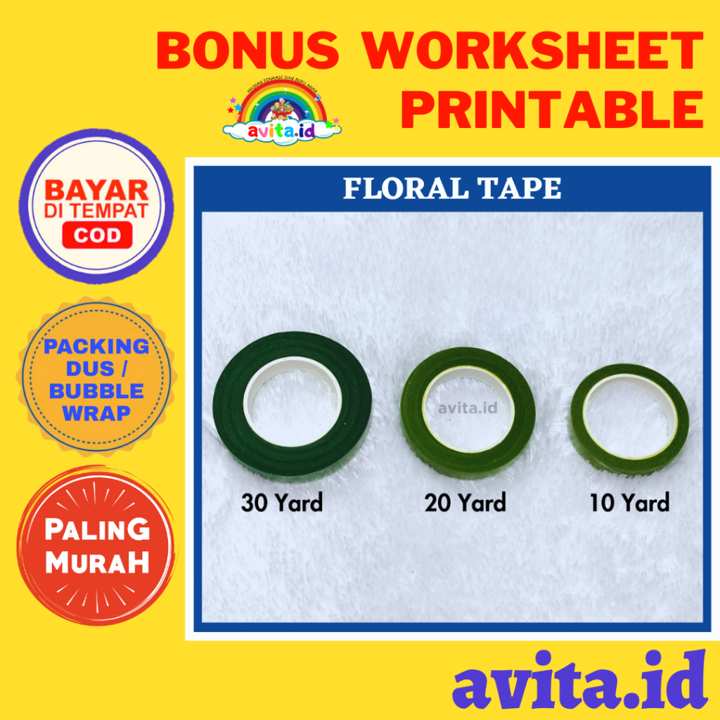 Jual avita.id Floral Tape 30 yard / Selotip Daun / Floral tape Green