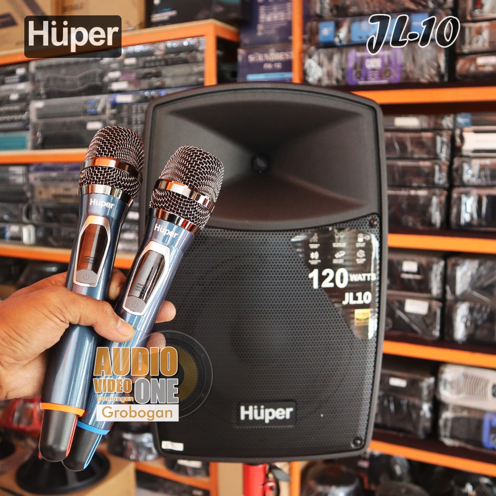 Jual Speaker Aktif Huper Jl10 Bonus 2 Mic Wireless Spiker Portable Bisa