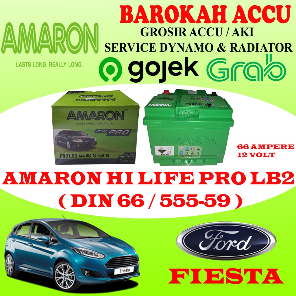 Jual AKI MOBIL FORD FIESTA AMARON HI LIFE PRO LB2 ( DIN 66 / 555-59