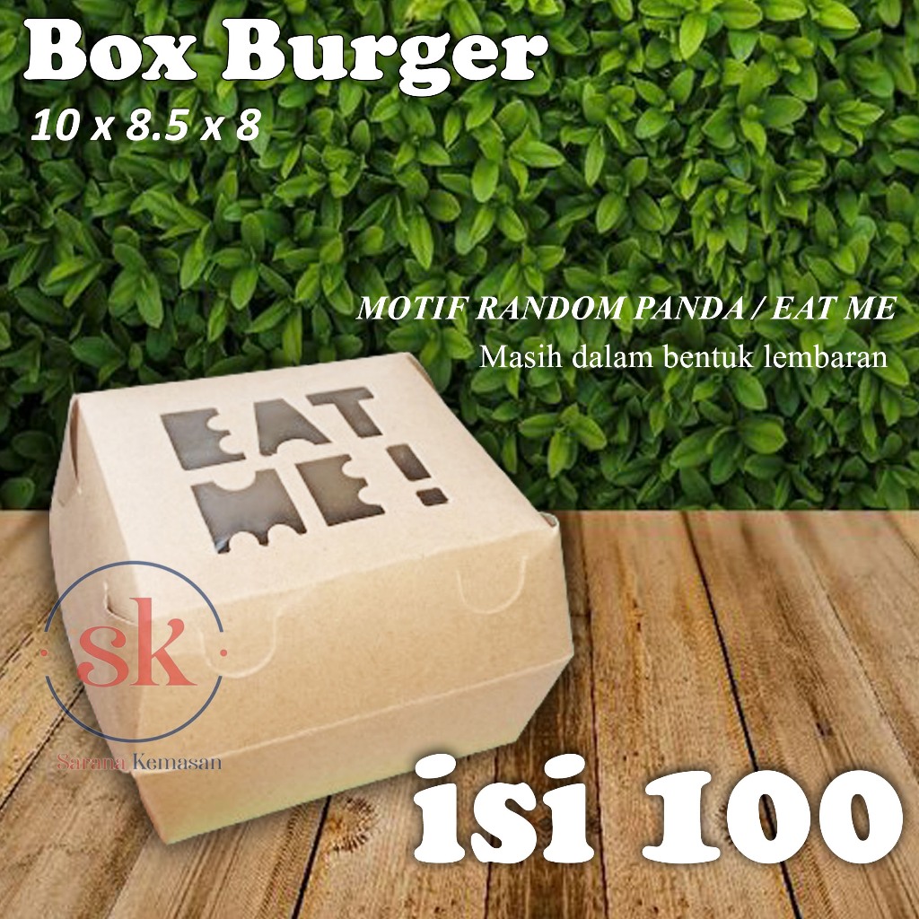 Jual Box Burger Window Dus Donat Box Serbaguna 10x8,5x8 (ISI 100 ...