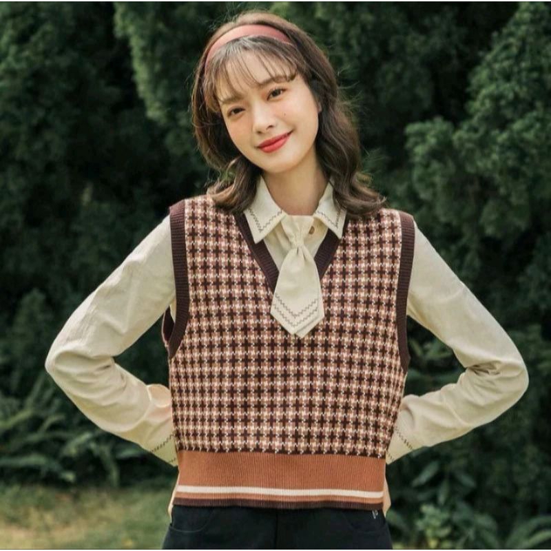 Jual Eoni vest knite rajut korean atasan rompi wanita | Shopee Indonesia