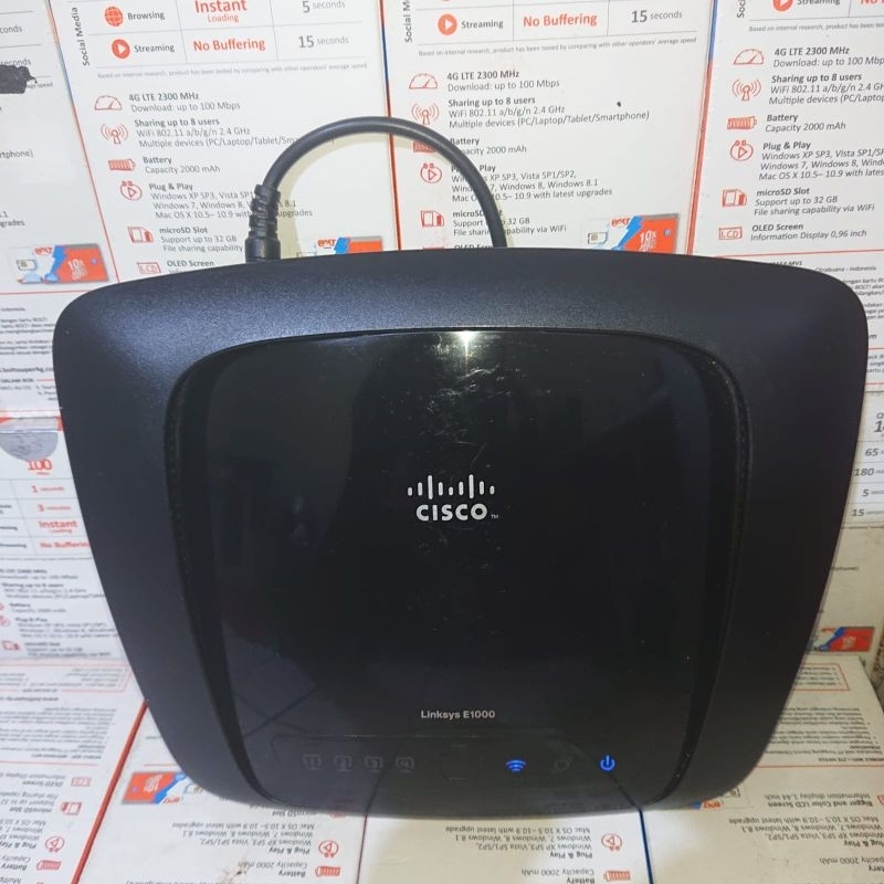 Jual CISCO LINKSYS E1000 Wireless Router 300Mbps Modem AP WAN PPoE