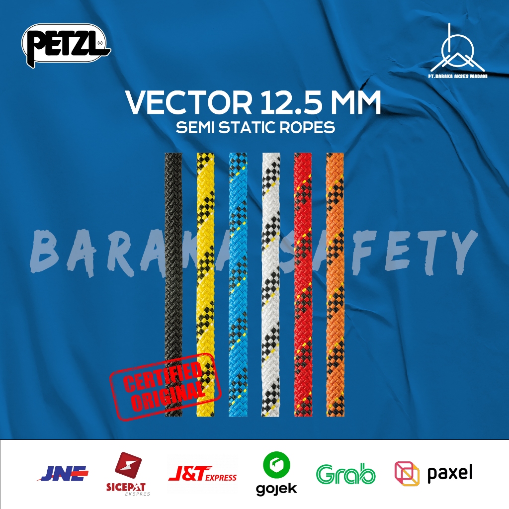 Jual PETZL VECTOR 12.5 MM Low Stretch Kernmantel Rope / Semi Static ...
