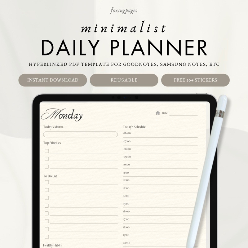 Jual Digital Daily Planner for Ipad / Tablet (Undated), Goodnotes ...