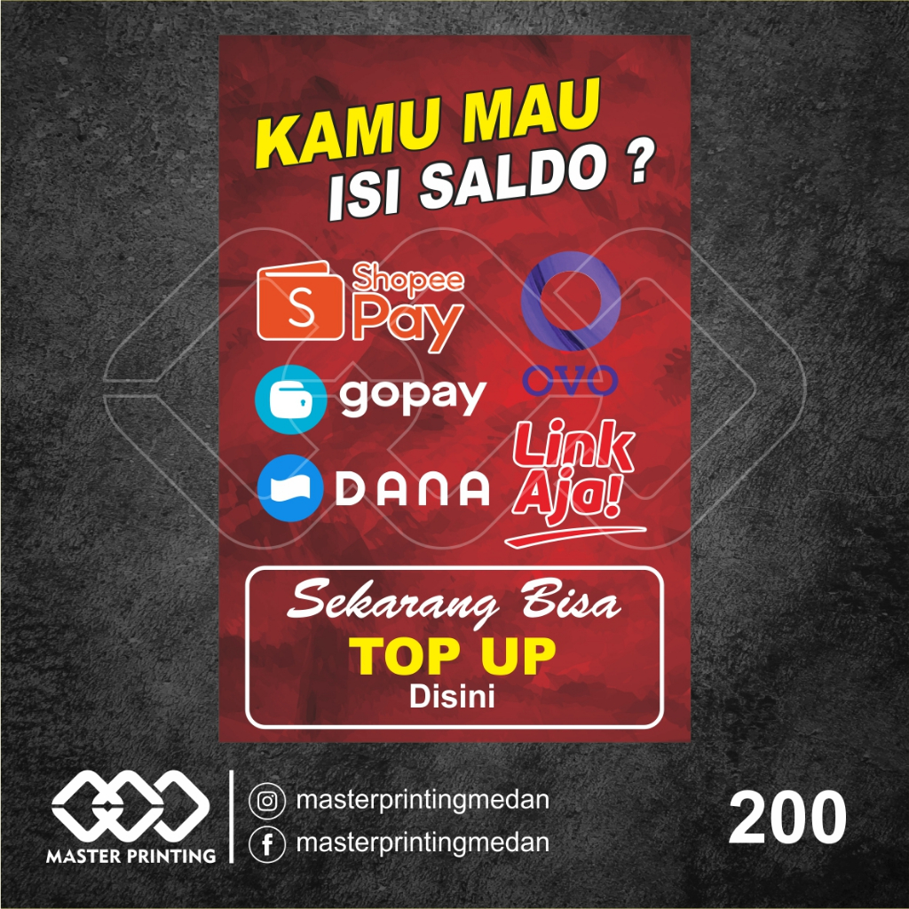 Jual 200 - STIKER Isi Saldo/TopUp E-Wallet, Sticker Vinyl, Premium ...